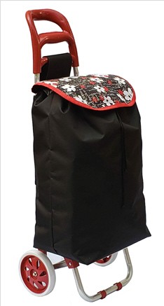 Trolley-Bag carrinho de compras Floral preto